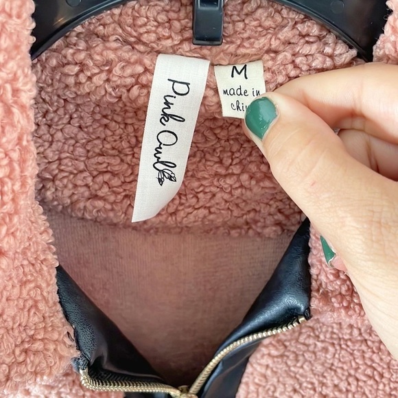 Pink‎ Owl Pink Sherpa Zipup Jacket - Picture 5 of 9